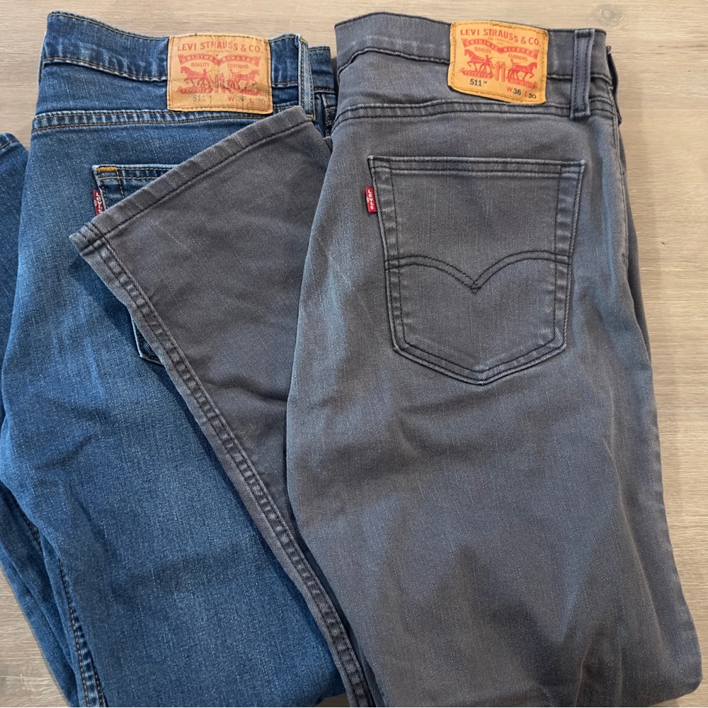 Levi's Slim Fit Jeans in Blue and Gray 511 W36 L30
